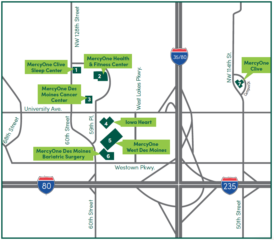 Map MercyOne West Hospital